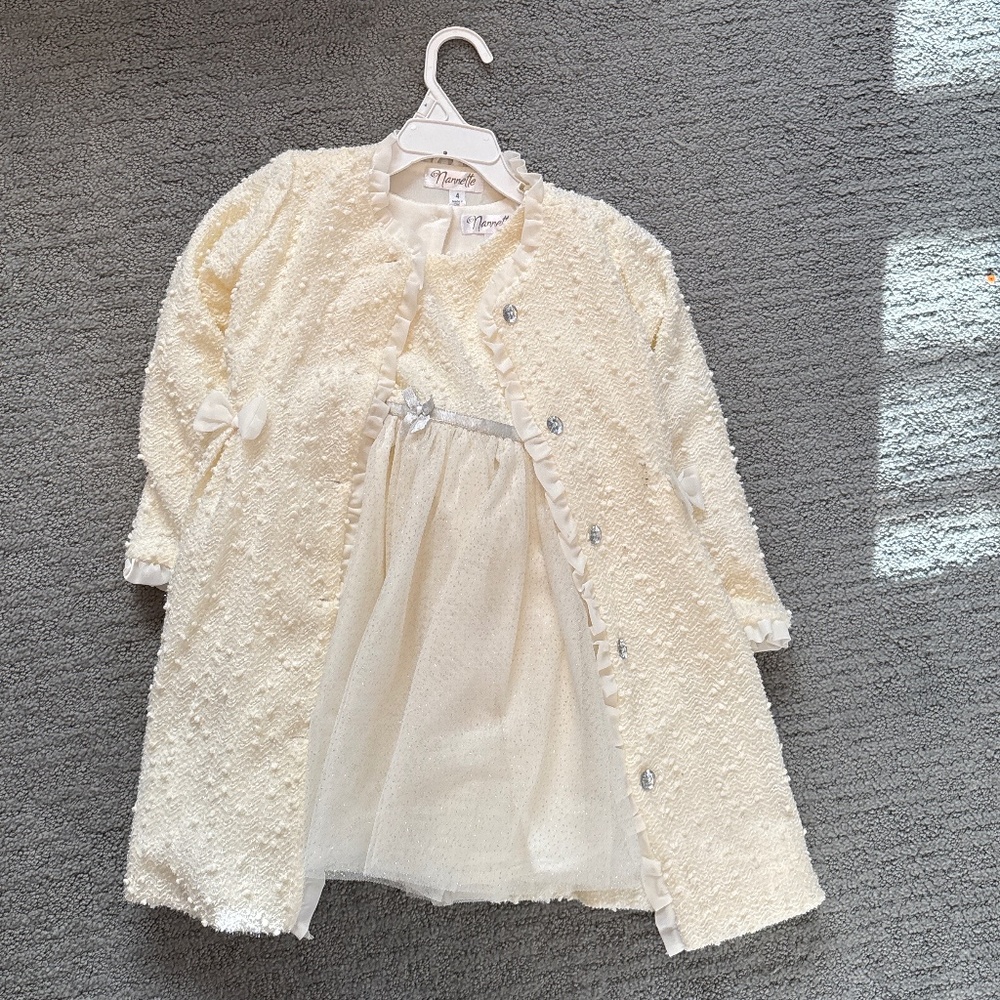 Like new Nannette winter white dress with matching coat